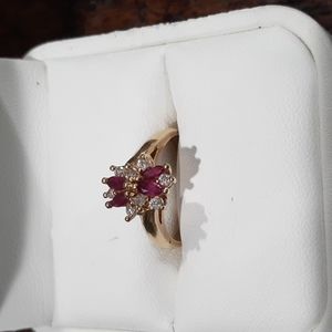 14 K Gold Ruby and Diamond Ring